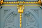 Vienna, Austria. Stunning blue carved door, 1800s Art Print